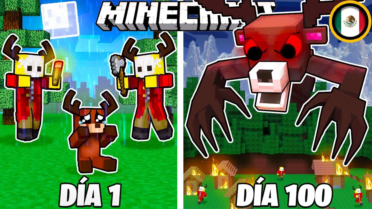 SOBREVIVÍ 100 DÍAS como El MONSTRUO CIERVO  en MINECRAFT HARDCORE!