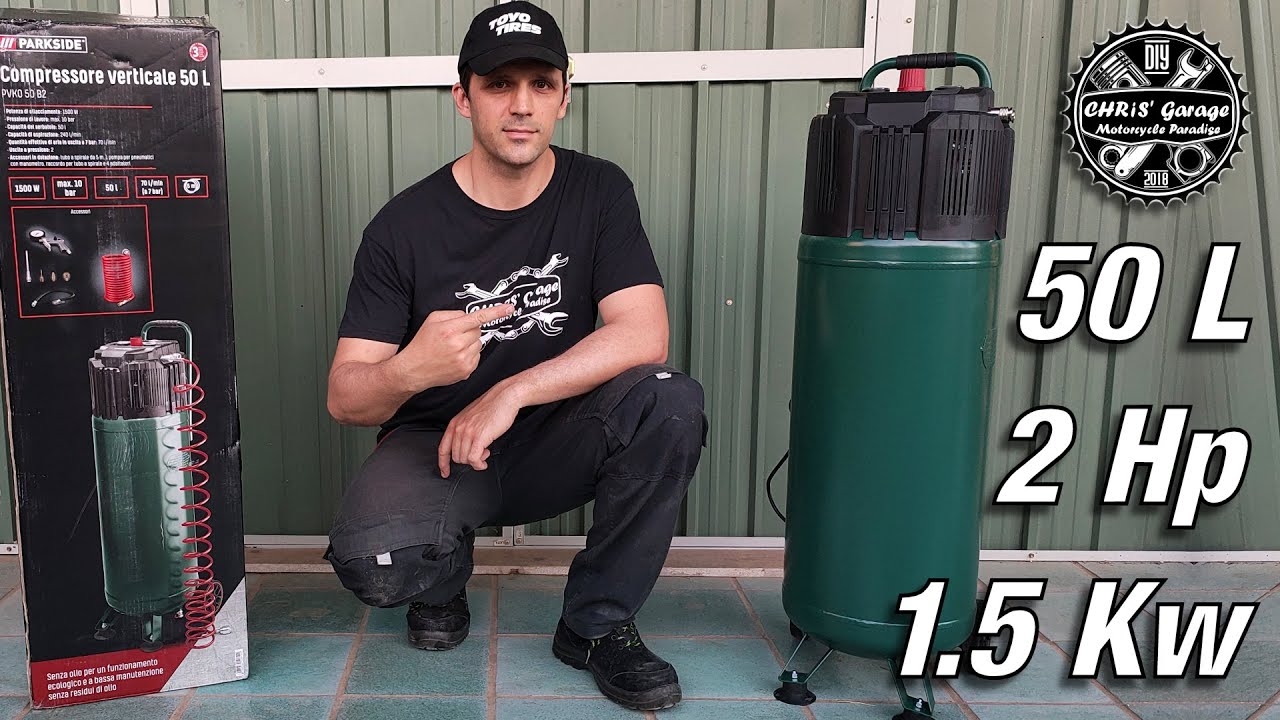 Compressore Verticale 50L, 1500W, 2Hp - PARKSIDE - PVKO 50 B2 (by Scheppach)