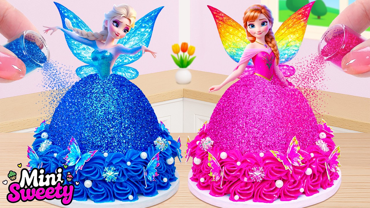 Cómo hacer pastel de crema de princesa 🌈 Top 1 Mini decoración de pastel de princesa arcoíris 🌈