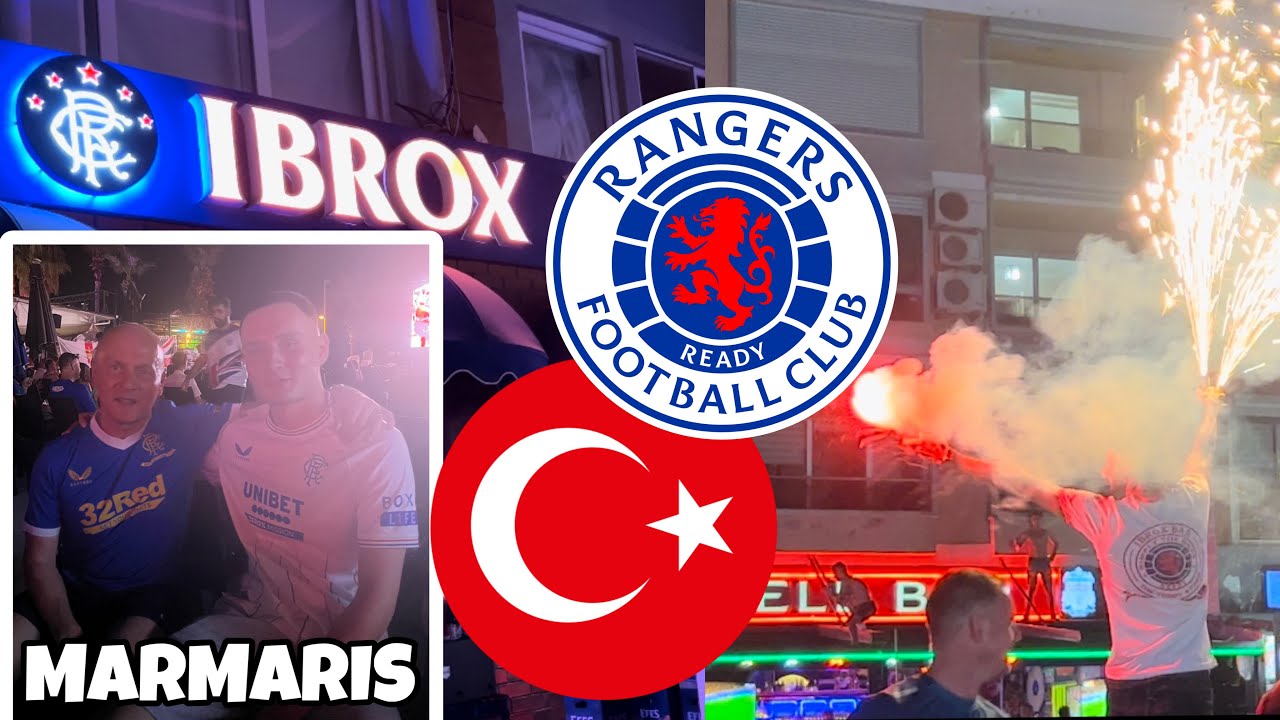 I WATCHED RANGERS ON IBROX BEACH MARMARIS TURKEY !!!