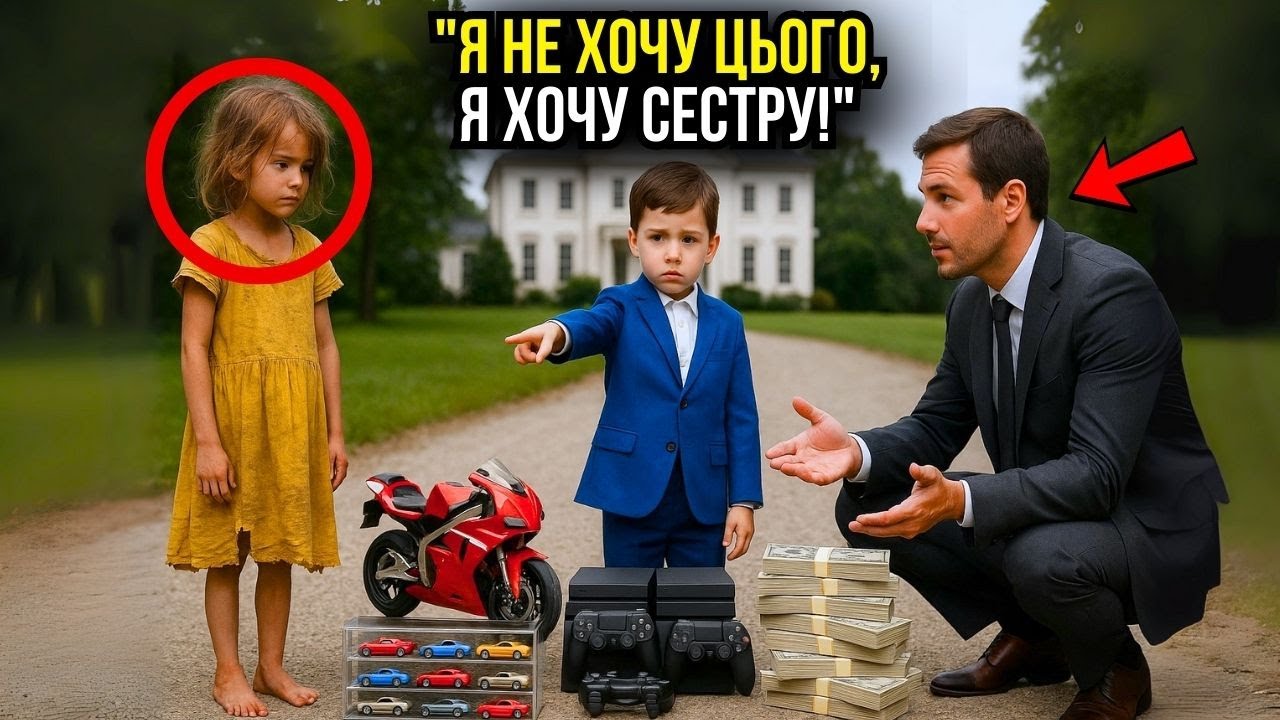 МІЛЬЙОНЕР ПИТАЄ СИНА, ЯКИЙ ПОДАРУНОК; ВІН ВКАЗУЄ НА БІДНУ ДІВЧИНКУ: «ХОЧУ СЕСТРУ»
