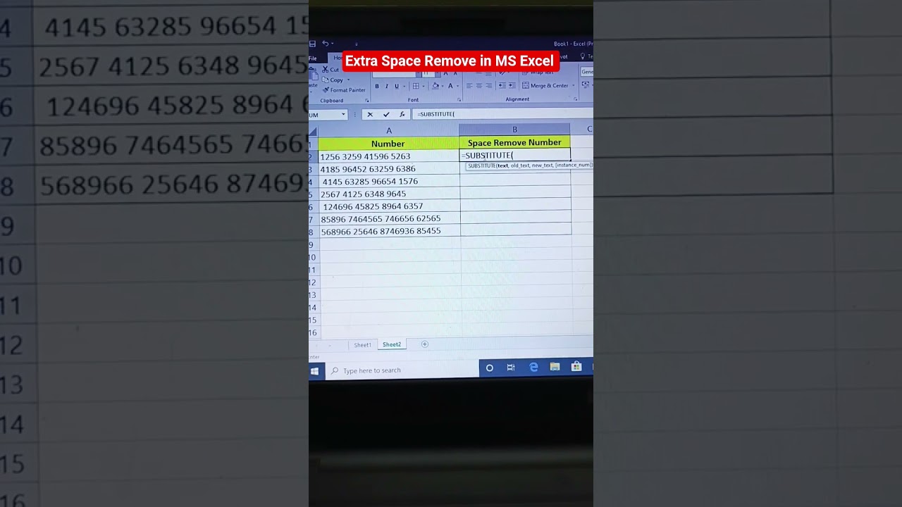 Extra Space Remove in MS Excel 