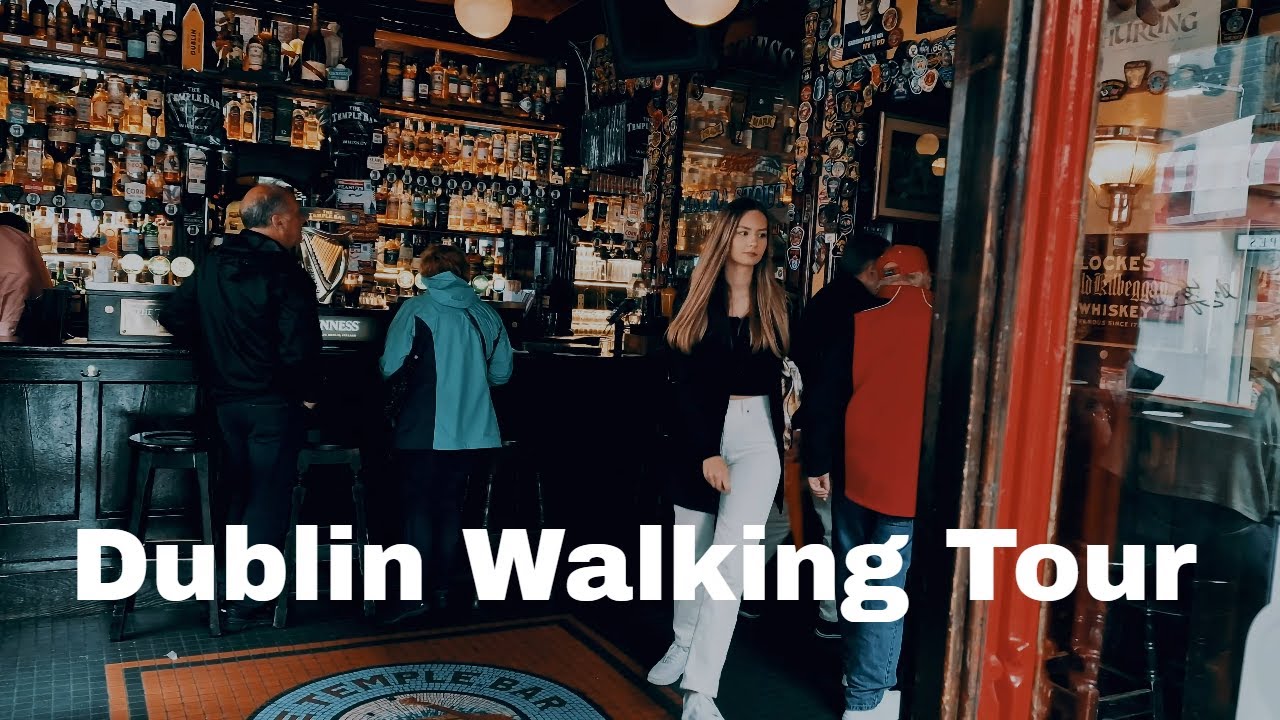 Walking Tour in the Rain, Temple Bar, Dublin Castle - Ireland Travel 2022.