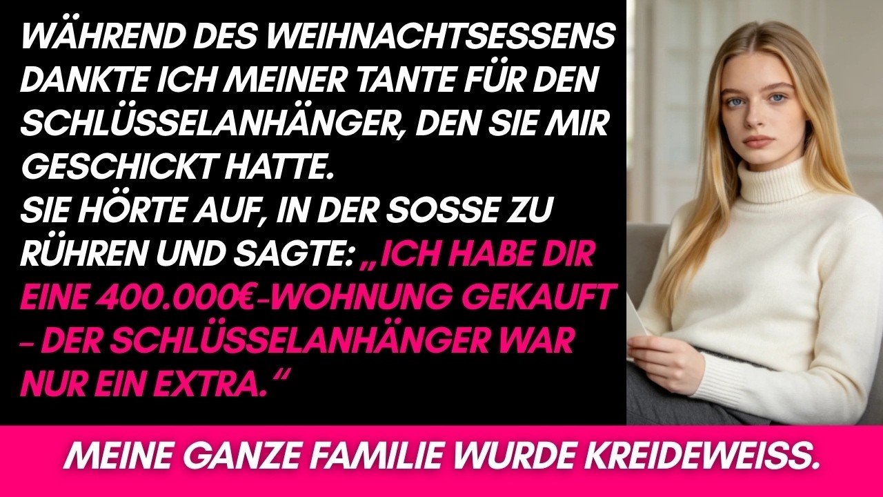 Ich dankte meiner Tante für einen 2€ Schlüsselanhänger – bis sie mir eine 400.000€ Wohnung schenkte