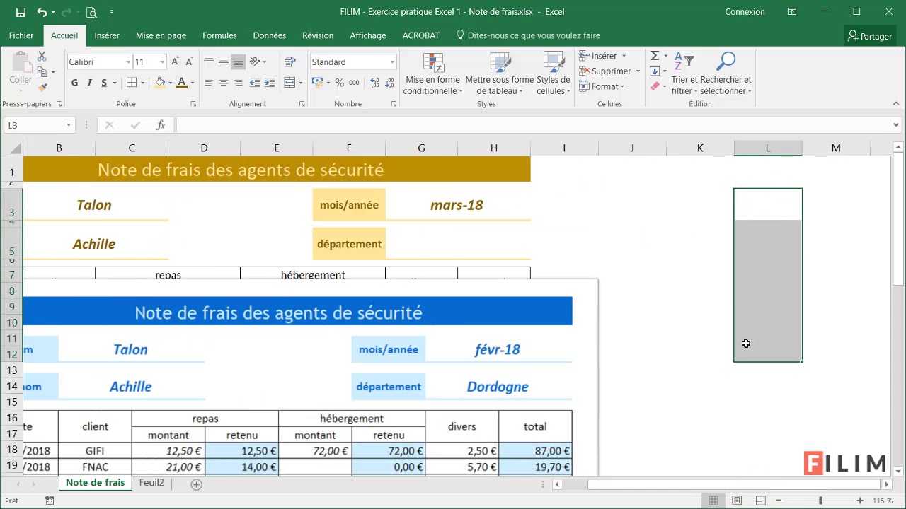 Excel - 2 Opérationnel - Exercice Note de frais