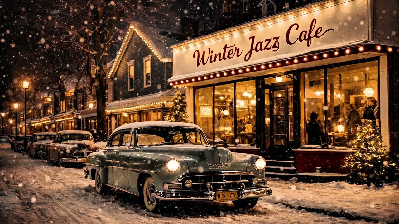 Vintage Jazz Cafe 1950s ☕ Nat King Cole-Frank Sinatra Style  | Classic Cozy Winter Night