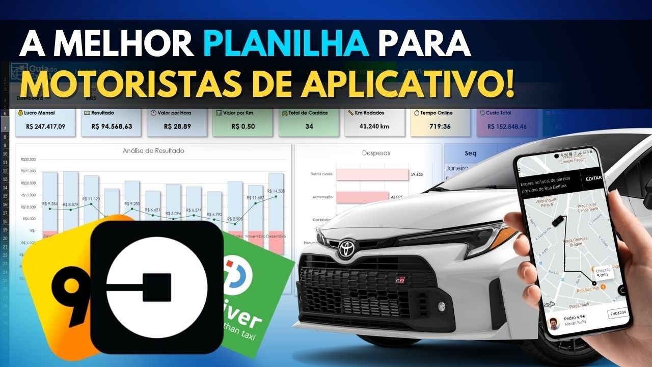 Planilha Motorista de Aplicativo Excel - Planilha Uber Excel