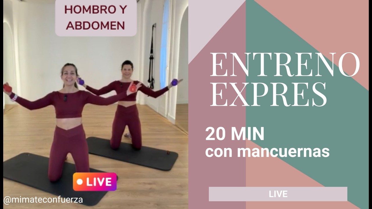 20MIN ENTRENO EXPRESS CON MANCUERANAS HOMBRO Y ABDOMEN. Pilates sculpt con peso ligero
