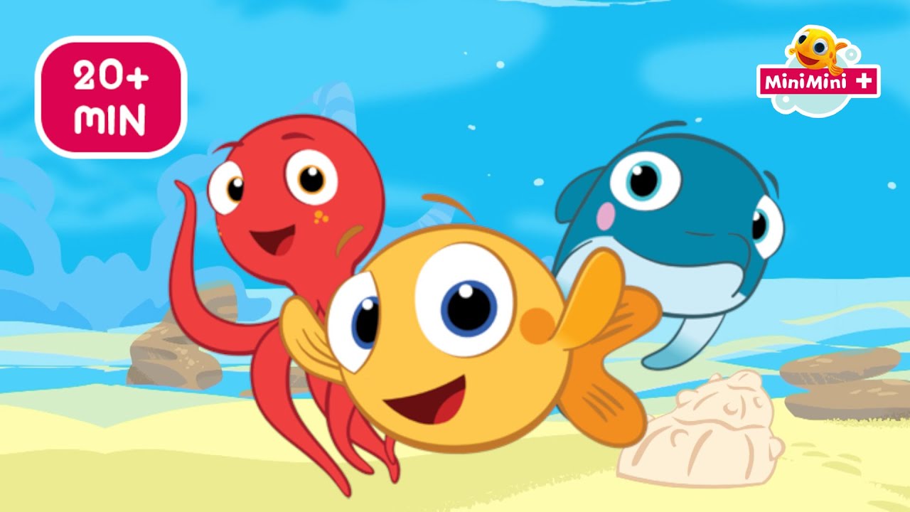 Rybka MiniMini poznaje morskich przyjaci&oacute;ł 🦐🦑🐙| MARATON BAJEK | bajki dla dzieci | MiniMini+