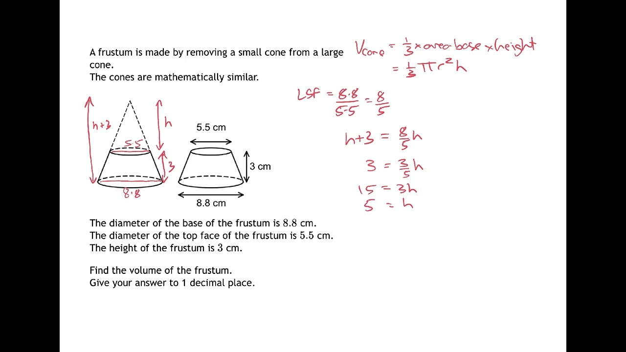 Volume of a Frustum using Similarity of Cones