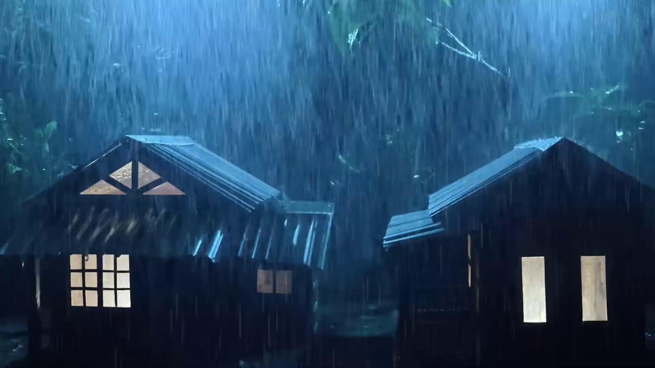 No Ads Rain Sounds for Sleeping - ASMR Wild Night Rain on Tin Roof for Severe Sleep Disorder #111