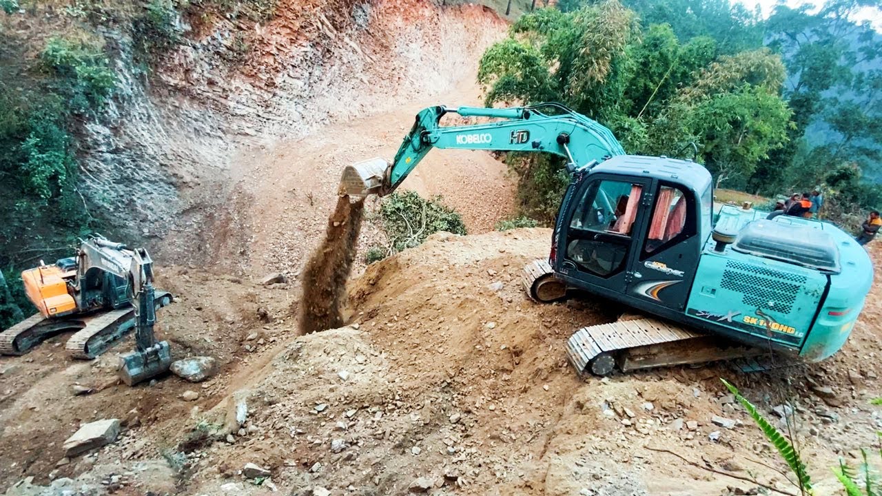 Incredible Road Construction Machines at Work, Excavator Making New Mountain Road
