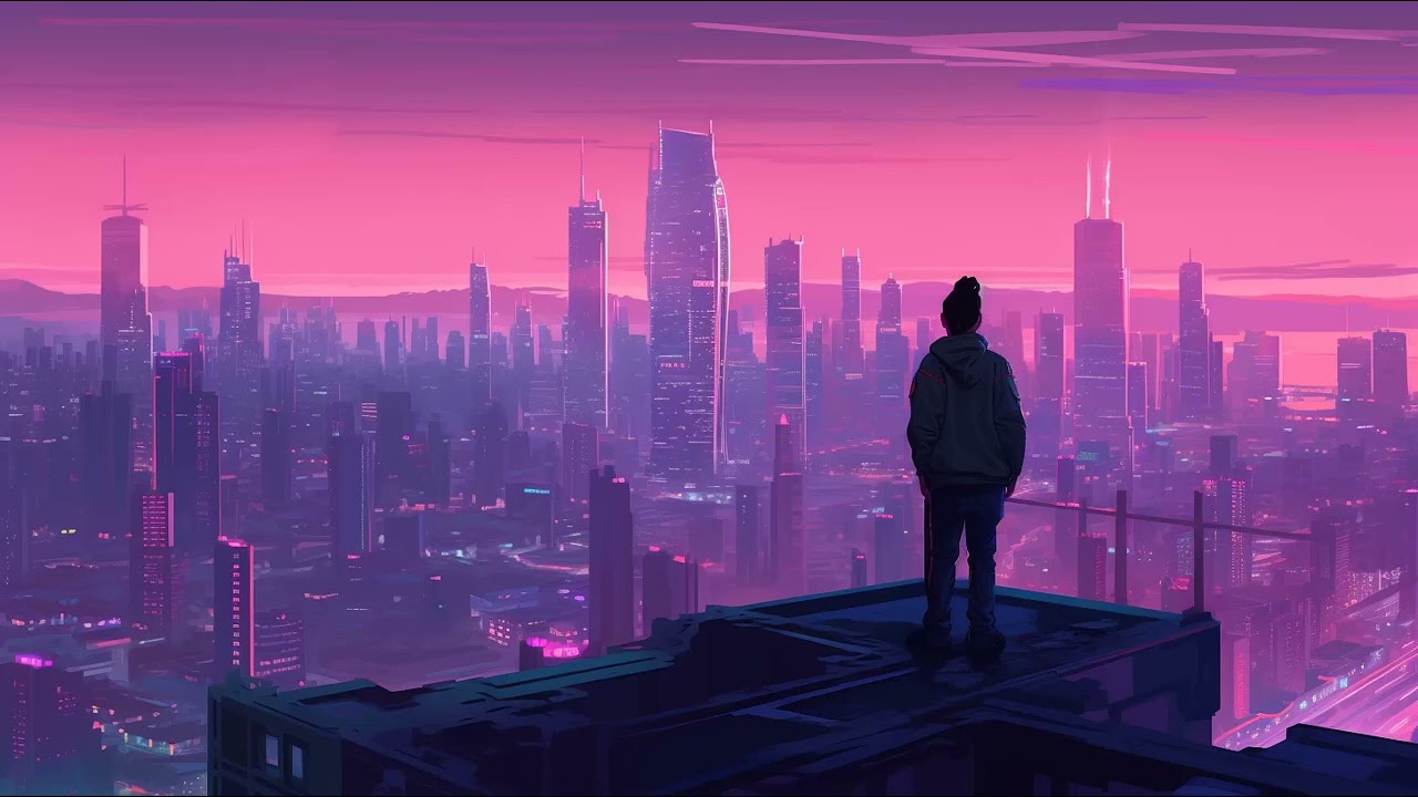 Purple city lights