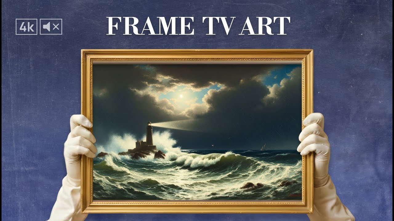 Frame TV Art Vintage Lighthouse Storm 4K Oil Painting | Dramatic Ocean Art Screensaver | No music
