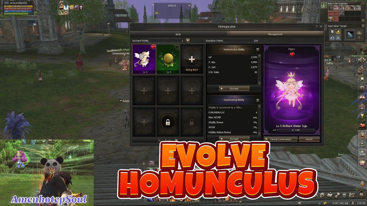 Evolve homunculus - Lineage 2 Chronos