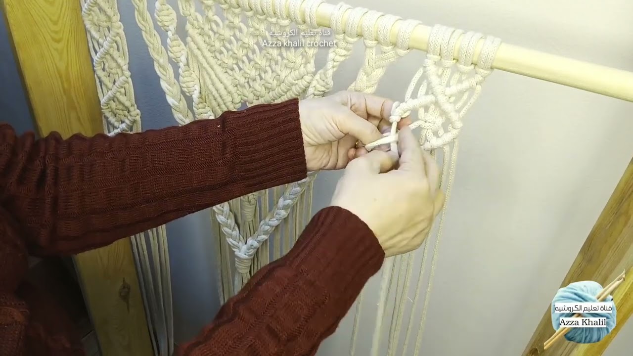 تعليم فن المكرمية/ جدارية مكرمية سهلة للمبتدئين ج٣/ معلقة مكرمية / large Macrame Wall hanging / DIY