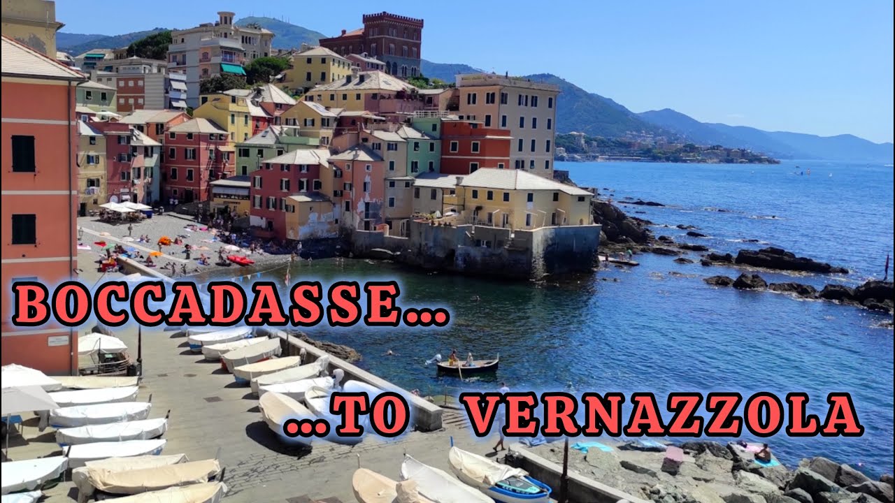 Genoa Walking Tour,Walking From GENOA BOCCADASSE To VERNAZZOLA, ITALY, 4K video