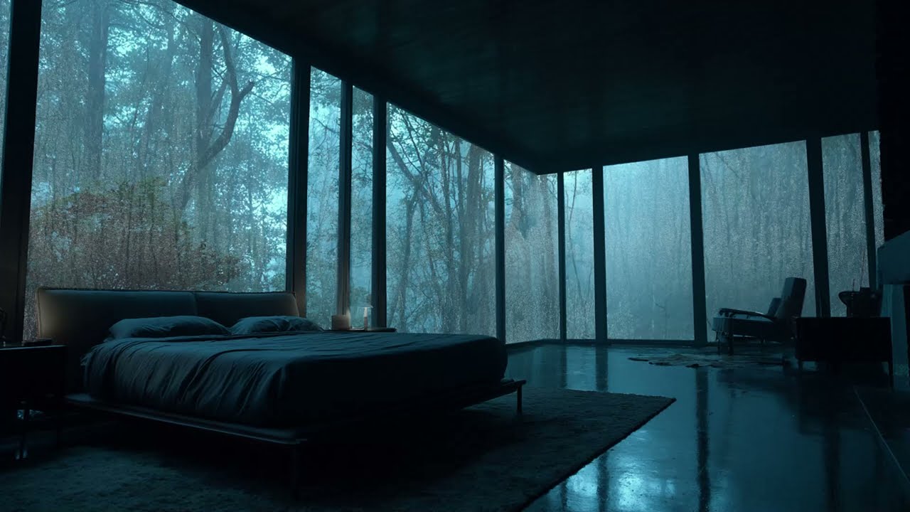 Cozy Forest Bedroom Rain on Window - Relaxing Nature Sounds to Help You Fall Asleep Faster