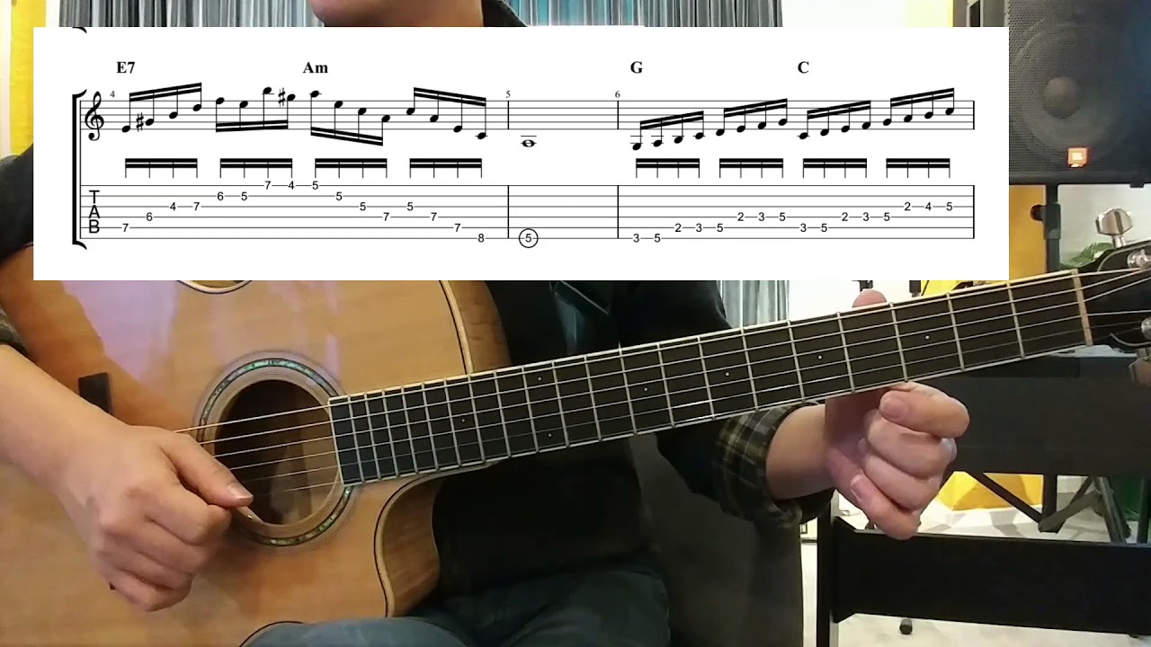 [어쿠스틱 노트 기타 Tip] 55.Am 코드진행 멜로디 연습 ㅣ 코드톤+스케일ㅣ통기타강좌