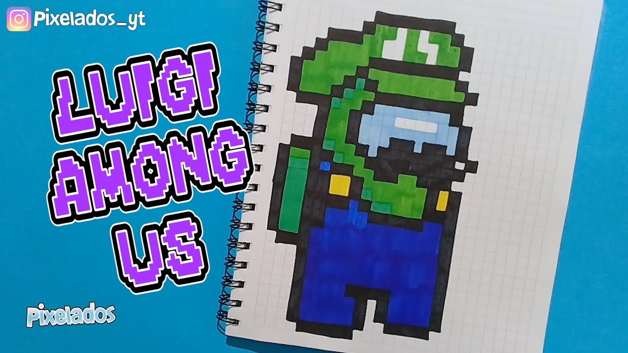 COMO DIBUJAR LUIGI AMONG US PIXEL ART - PIXELADOS