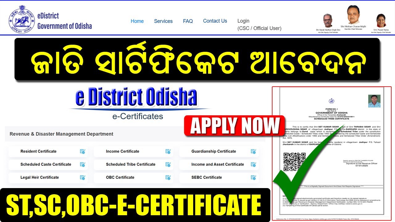 Caste Certificate Online Apply Odisha // Schedule Tribe Certificate Online Apply 2025