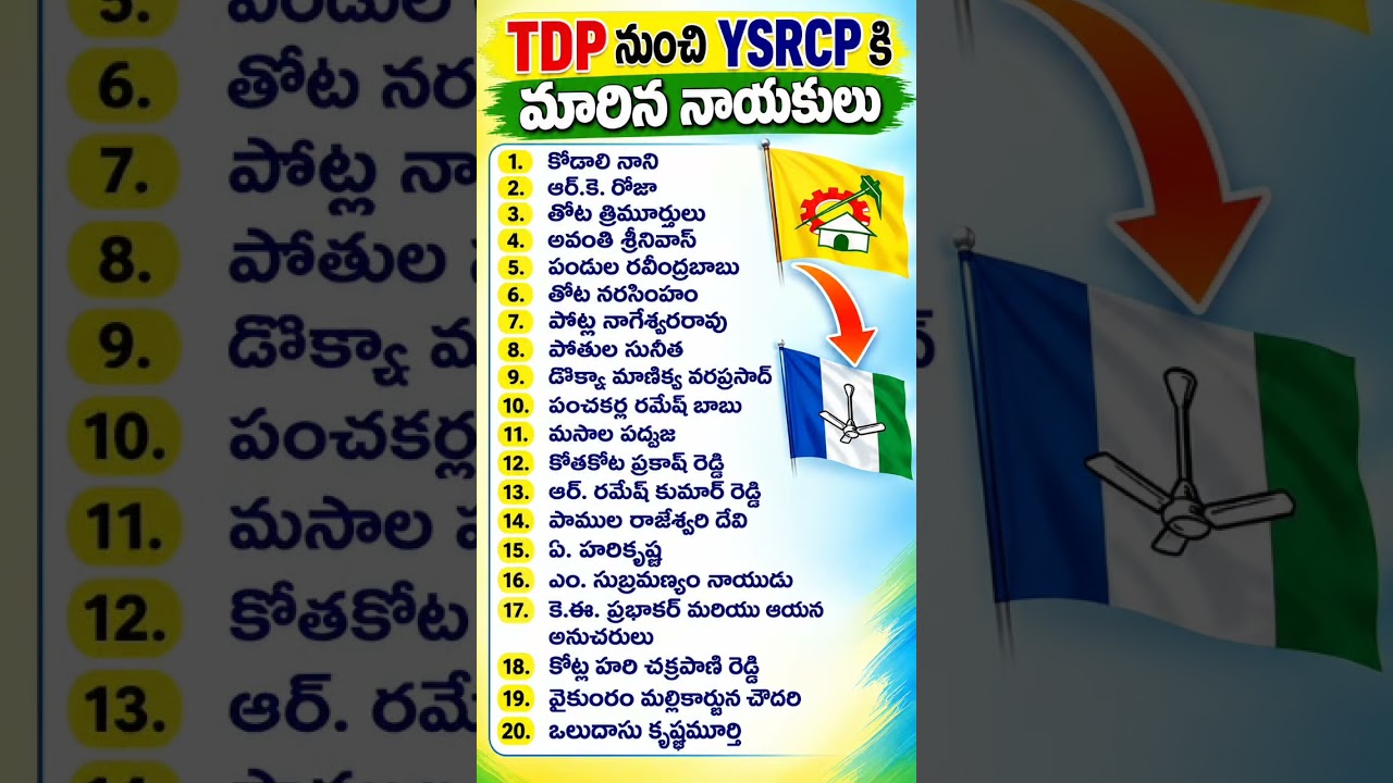 tdp నుండి ysrcp కి మారిన నాయకులు #politics#andrapradesh#ytshorts