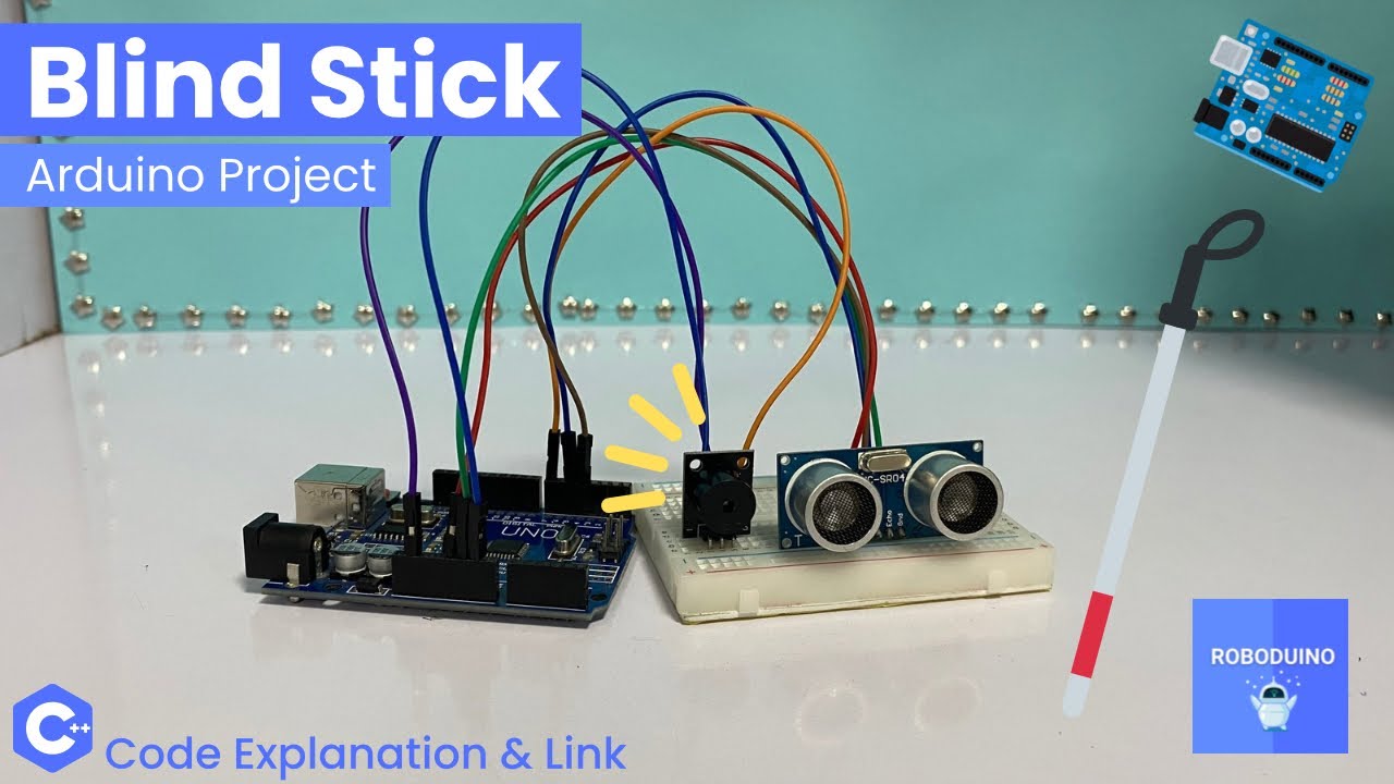 Smart Blind Stick using Ultrasonic Sensor & Buzzer 🦯 Arduino UNO Project ⚙️