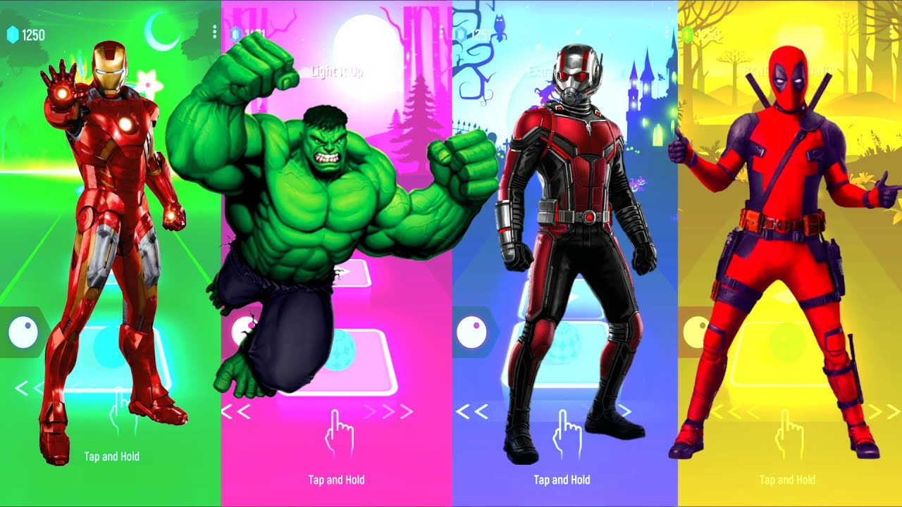 Iron Man 🆚 Hulk 🆚 Ant-Man 🆚 DeadPool | Marvel Heroes | Tiles Hop Fun Ball