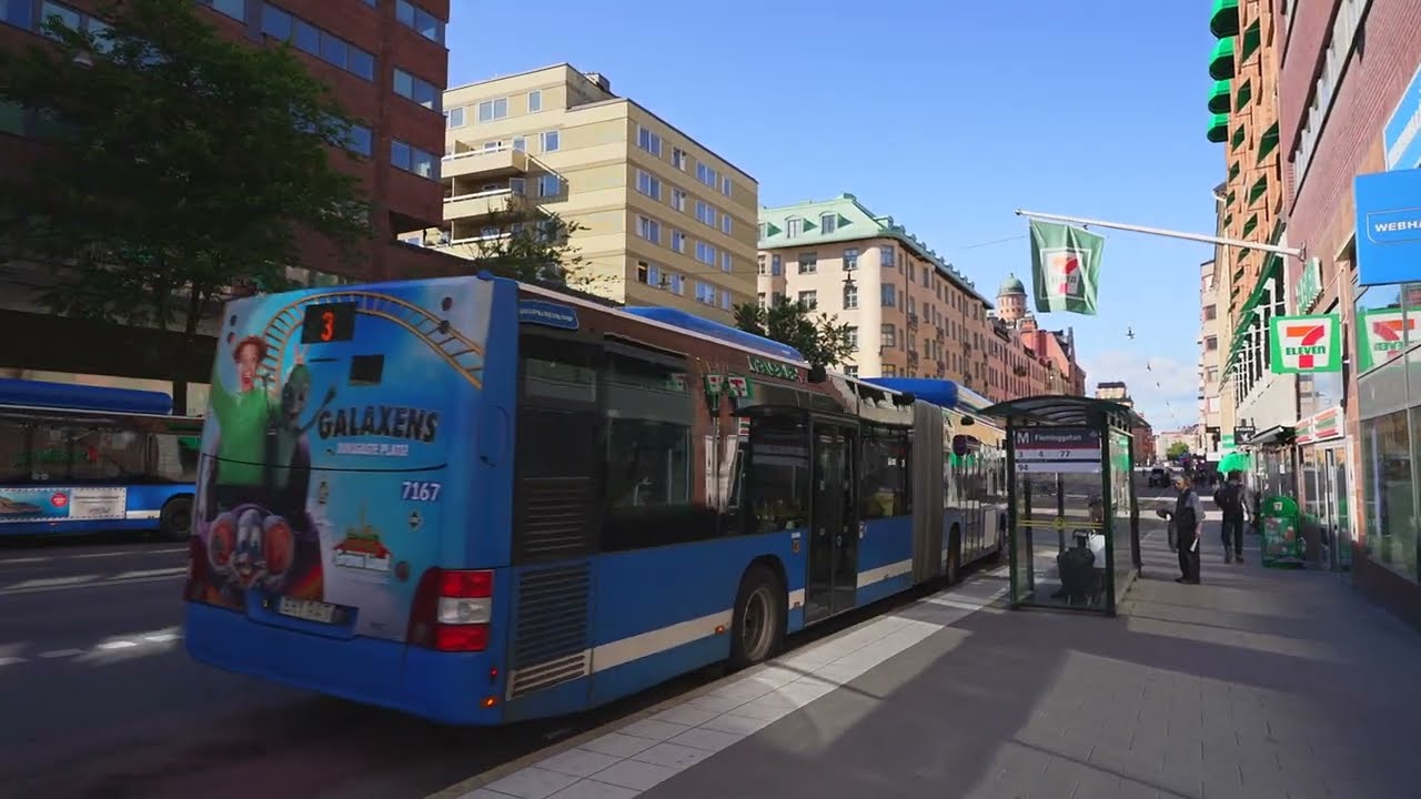 Sweden, Stockholm, bus 3 ride from Tegelbacken to Fleminggatan
