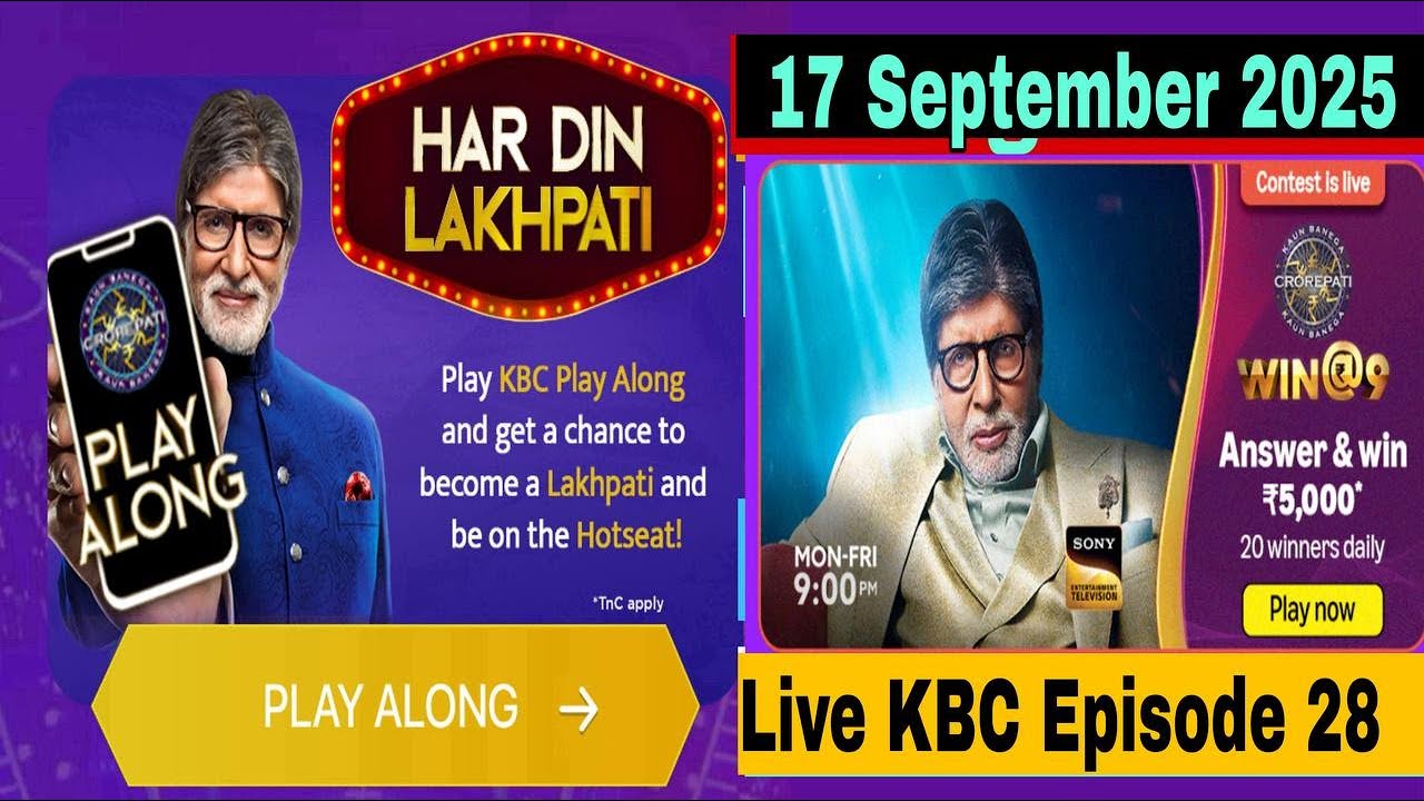 KBC play Along Live Quiz Answer 17 September 2025, Amazon KBC Win@9 Quiz Answer Today