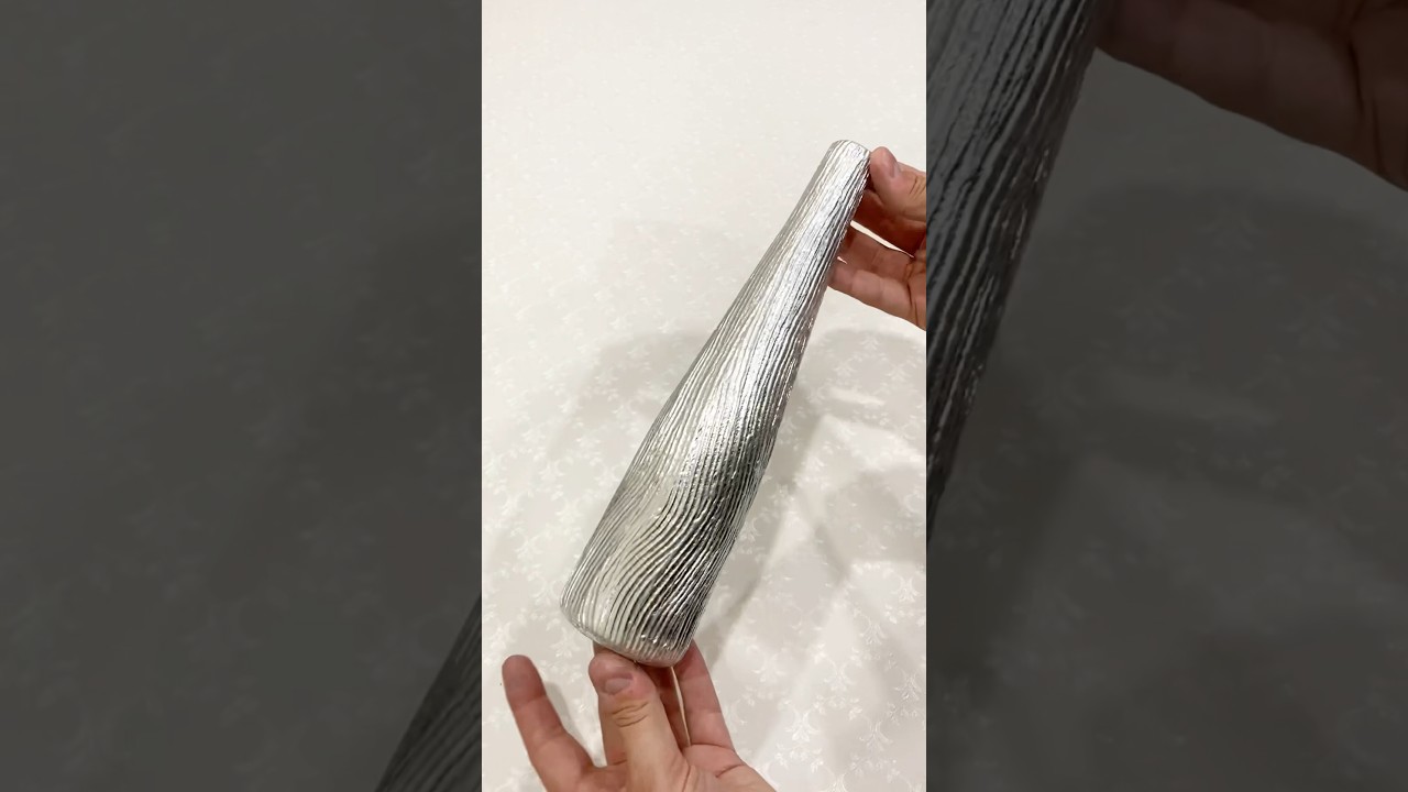 Превращение стеклянной бутылки в серебряную вазу #decor #creation #vase #leaf #art #llirikvonofaga