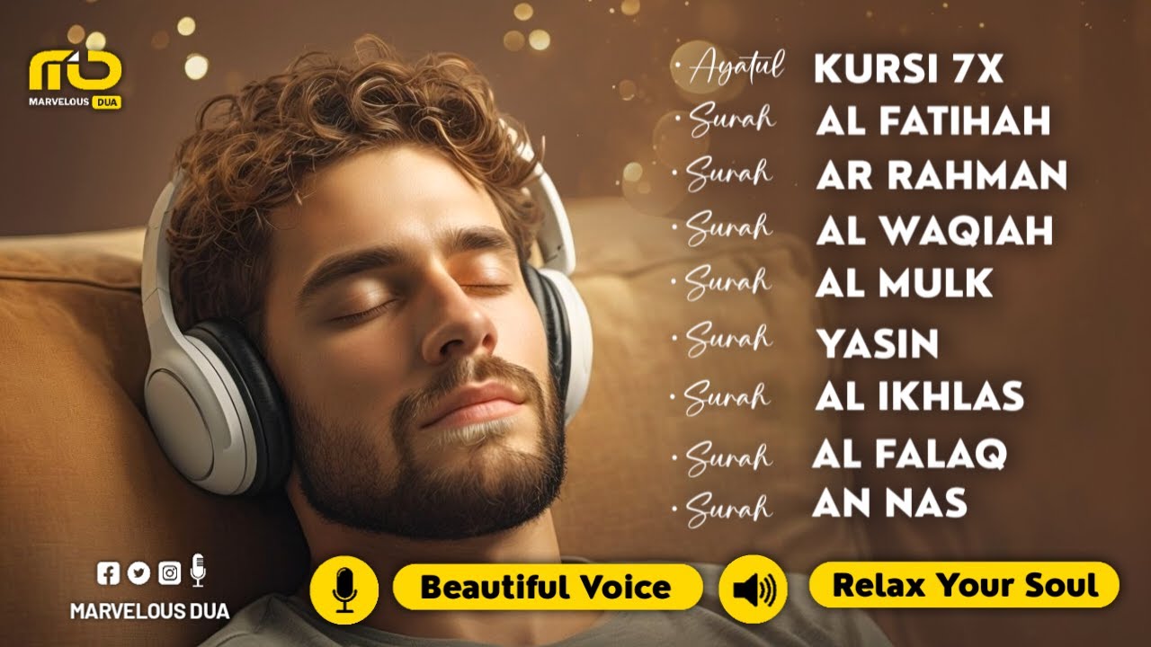 Quran Before Sleep in A Relaxing Voice ✦ Ayatul Kursi, Yasin, Rahman, Waqiah, Mulk By Alaa Aqel