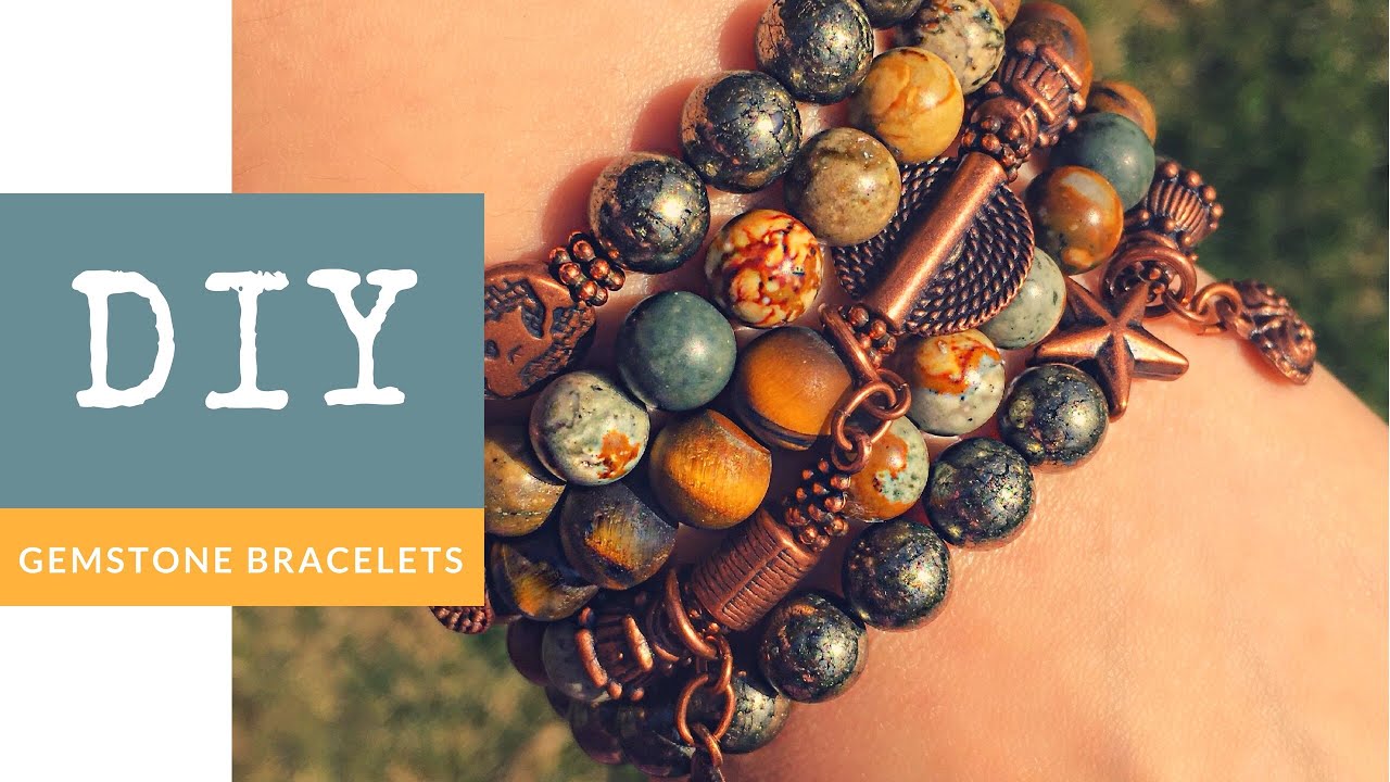 How To Make Stone Stretchy Bracelet Stacks With Charms