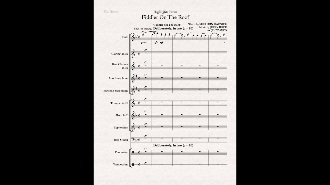 Highlights From Fiddler On The Roof - Jerry Bock (arr. John Moss)