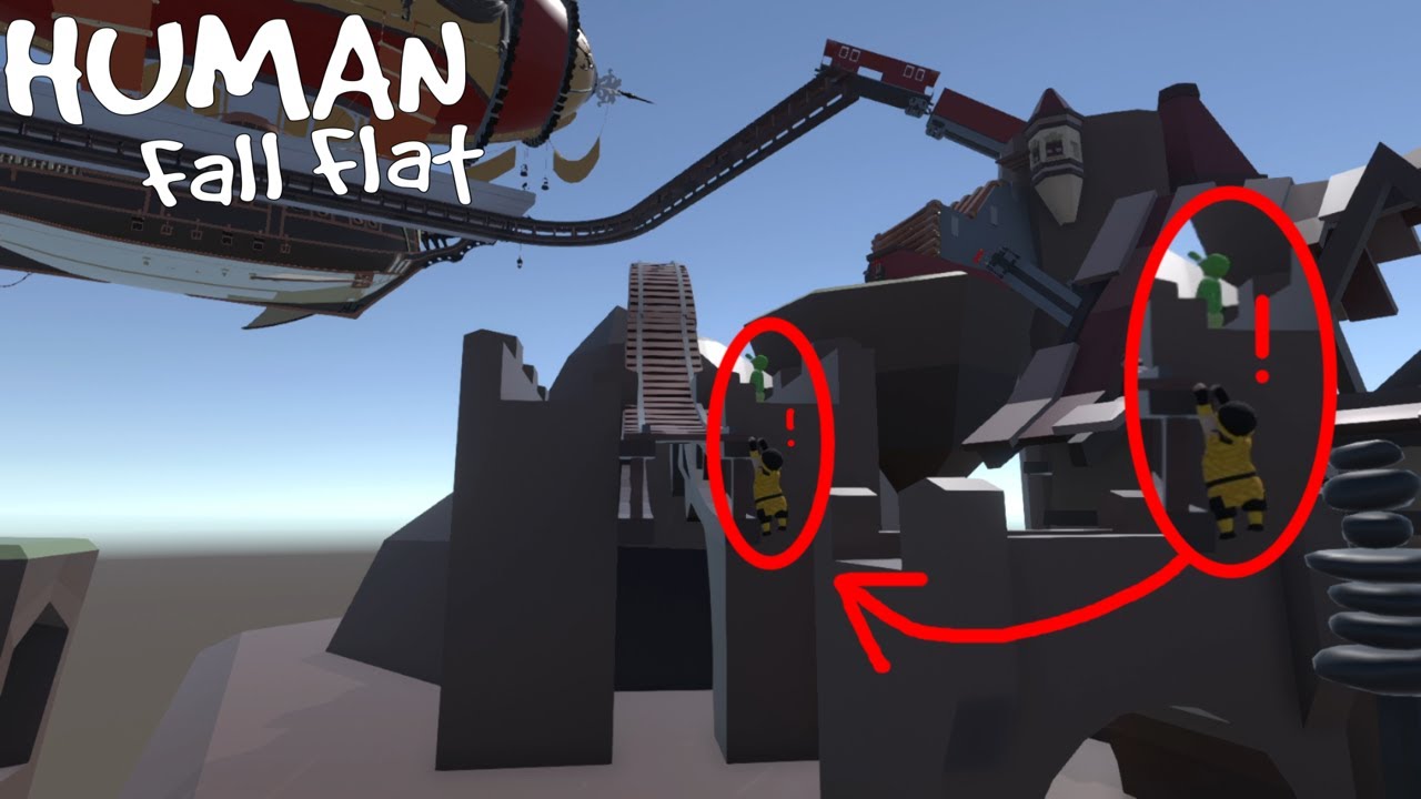 We went to a big airship and then a floating island.(Human Fall Flat)