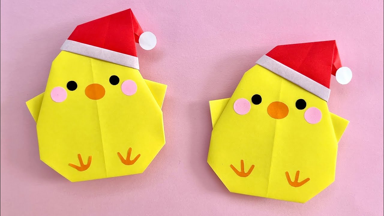 【クリスマス 折り紙】簡単 可愛い ひよこ サンタクロースの折り方 【Christmas Origami】Easy Cute Chick Santa Claus Paper Craft DIY