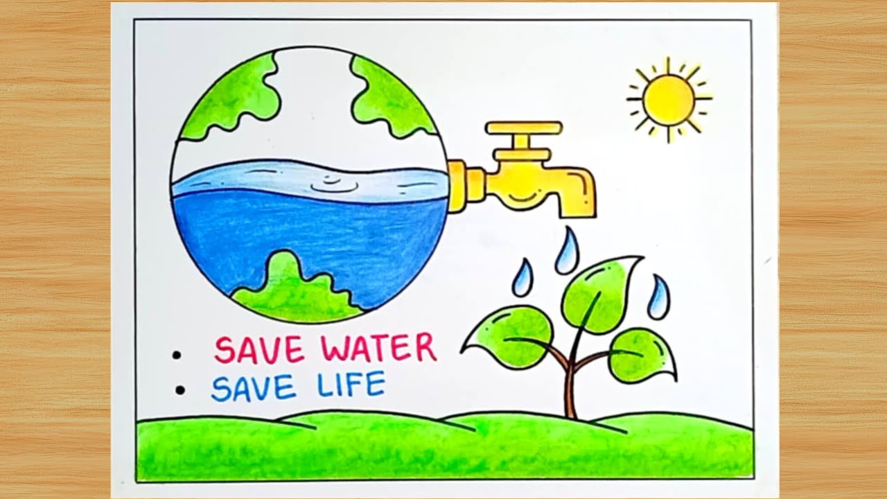 World Water Day Poster Drawing - Save Water Drawing Easy - Save Water Save Earth Drawing - Water Day