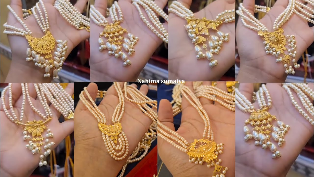 Gold pearls Rani haar 2025| pearls sitahar design with price|gold pearls necklace designs with price
