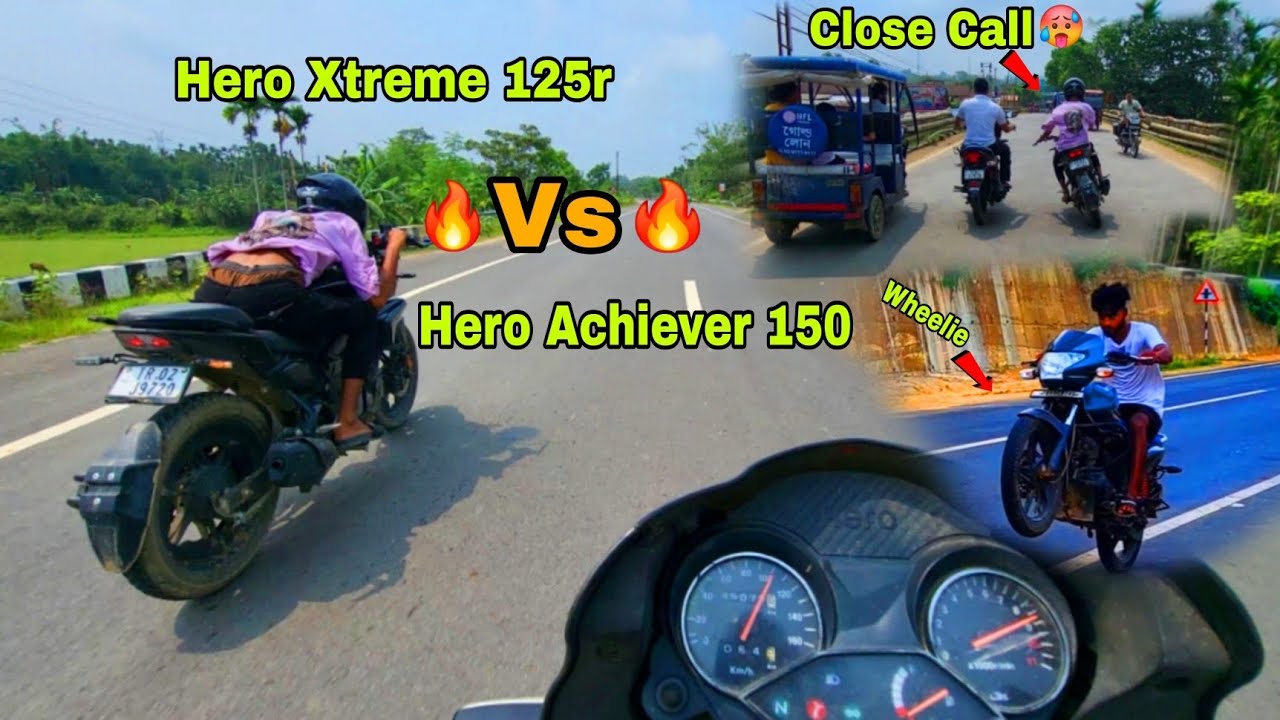 Crazy Ride 🔥| Hero Xtreme 125r Vs Hero Achiever 150 Drag Race