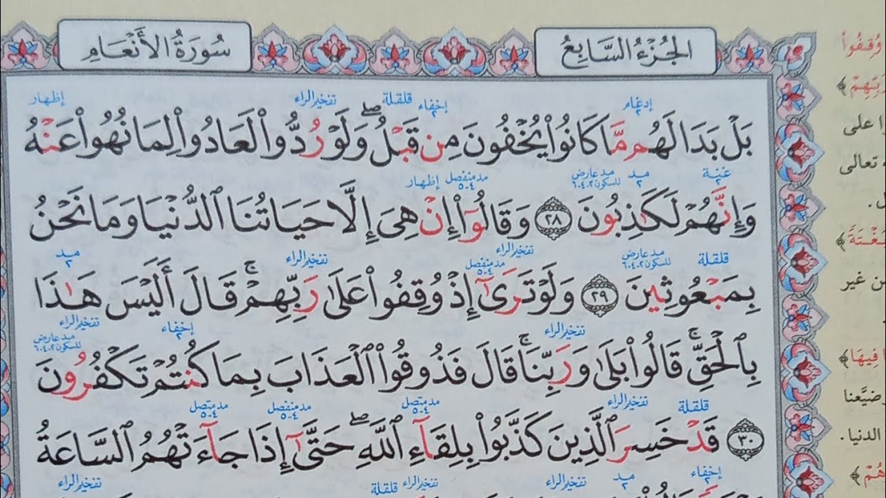 سورة الأنعام الوجه الرابع قراءة الايات استخراج الاحكام ٢٨..٣١