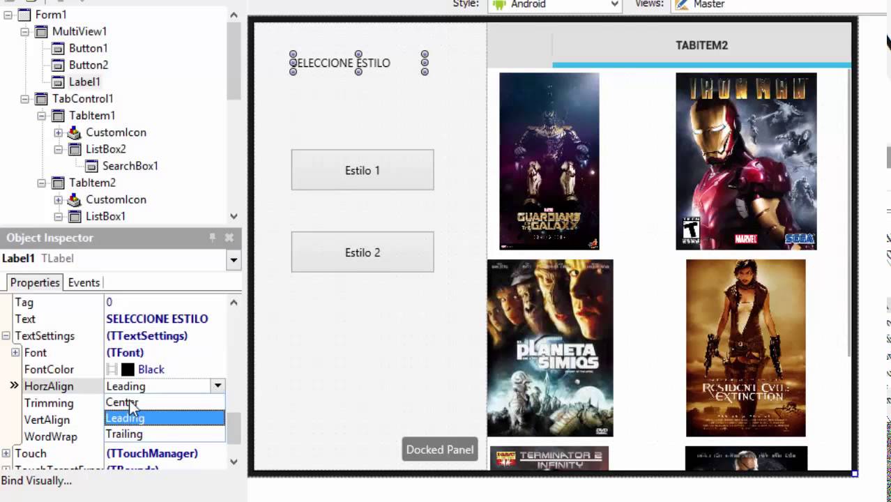 Componentes MultiView, TabControl y ListBox