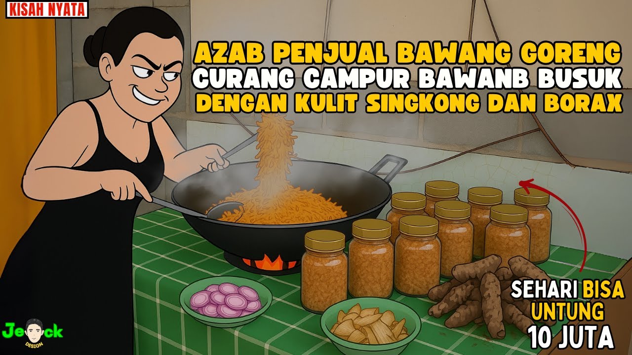 AZAB PENJUAL BAWANG GORENG CURANG CAMPUR BAWANB BUSUK DENGAN KULIT SINGKONG & BORAX || ANIMASI AZAB