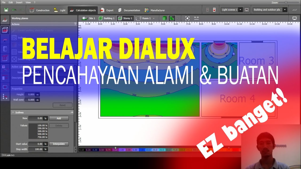 BELAJAR DIALUX, simulasi + analisis pencahayaan alami dan buatan