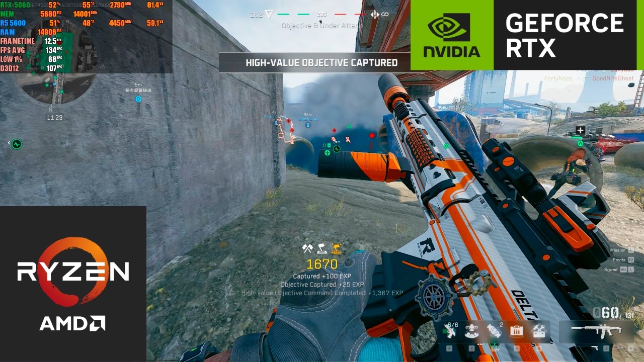 Delta Force : RTX 5060 8GB + RYZEN 5 5600 (1080P Competitive Settings Nvidia DLSS Quality)