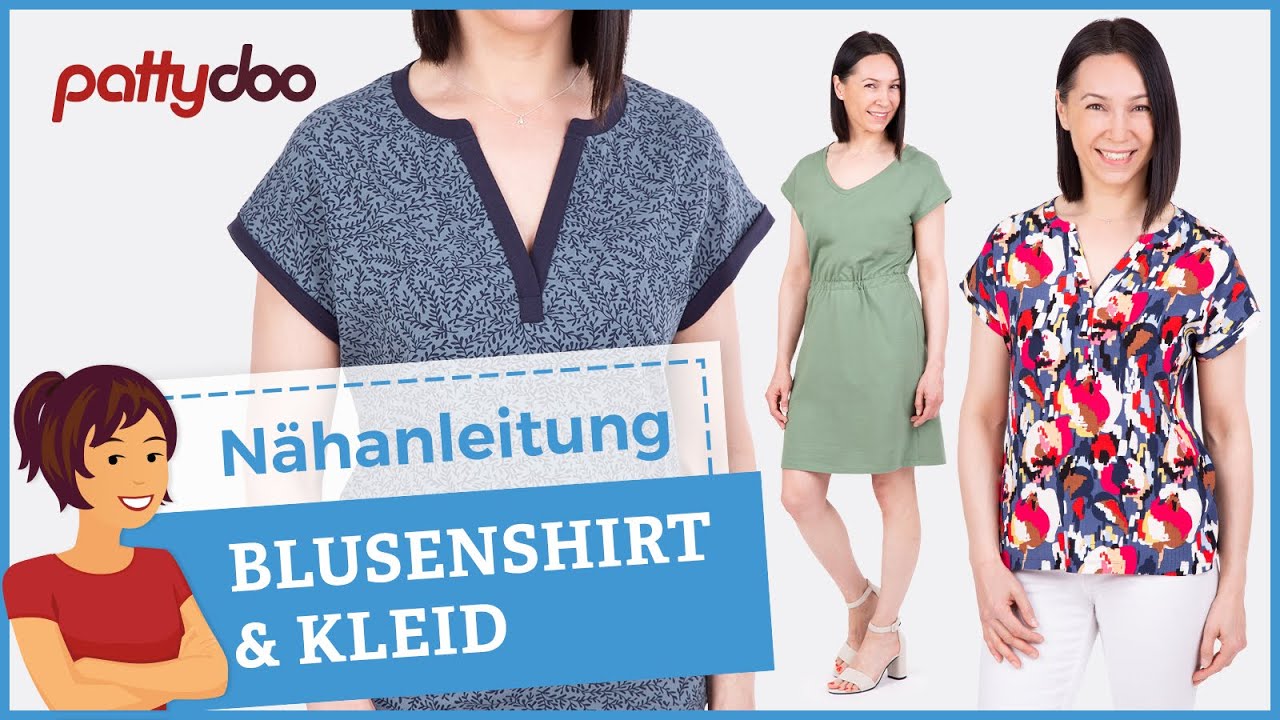 Sommerliches Kurzarmshirt &  Freizeitkleid aus Jersey nähen | Nähanleitung für Blusen-Ausschnitt 👚