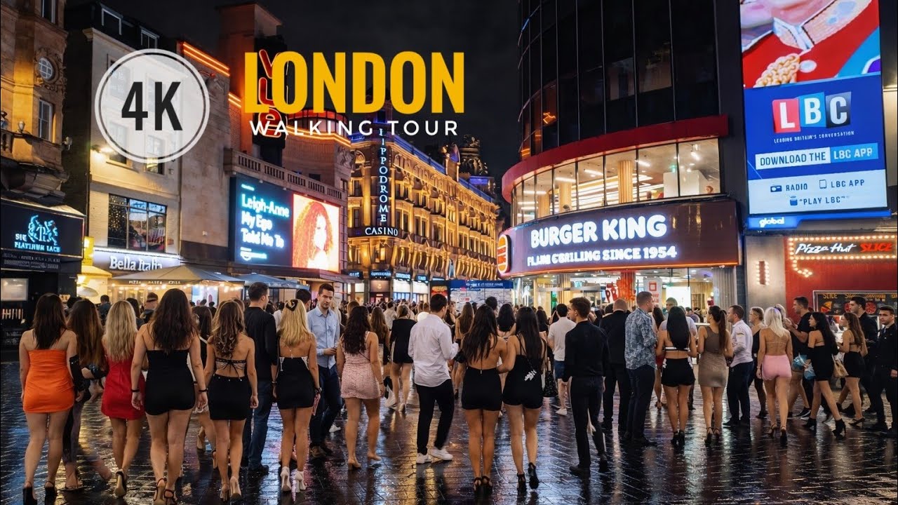 Central London Nightlife Walk | City Lights & Street Atmosphere