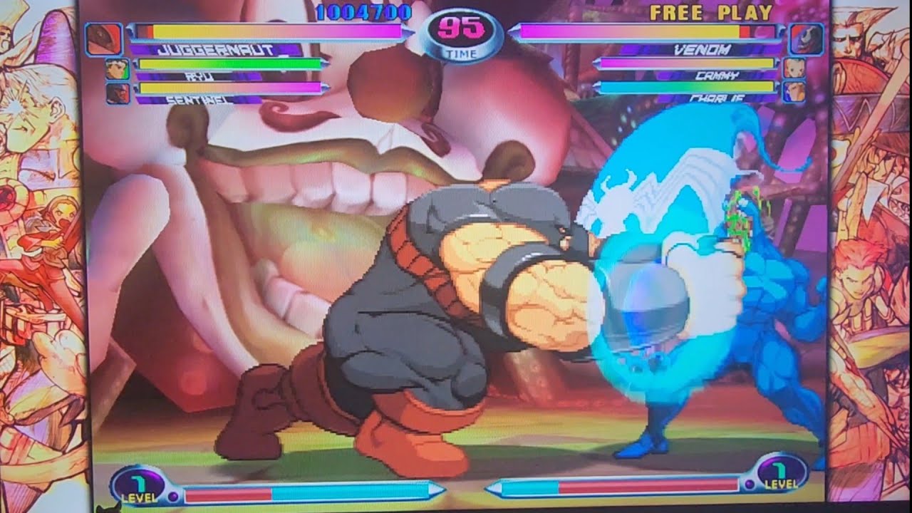 Marvel vs Capcom 2 HD 4k Juggernaut Ryu  Sentinel game play ps5