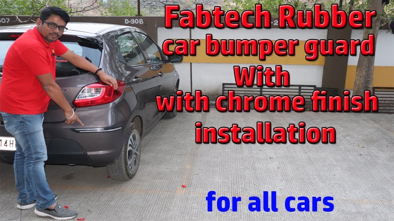 Hindi || Fabtech Rubber car bumper protector guard with chrome finish installation