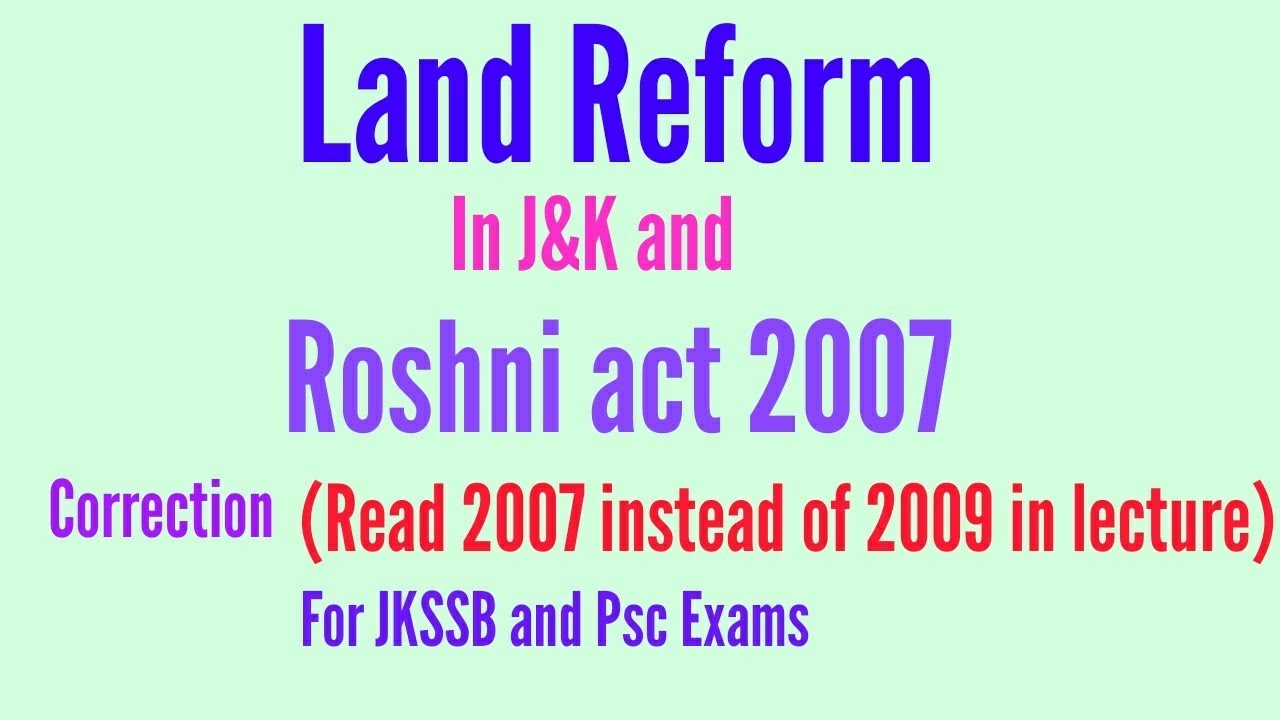 Land Reform in Jammu and kashmir