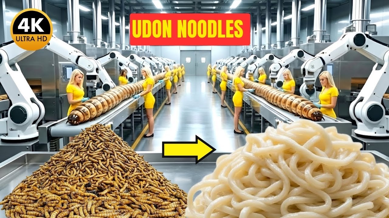 Inside Factory: How Millions of Mealworms Are Crushed Down to Make Udon Noodles #Factoryprocess